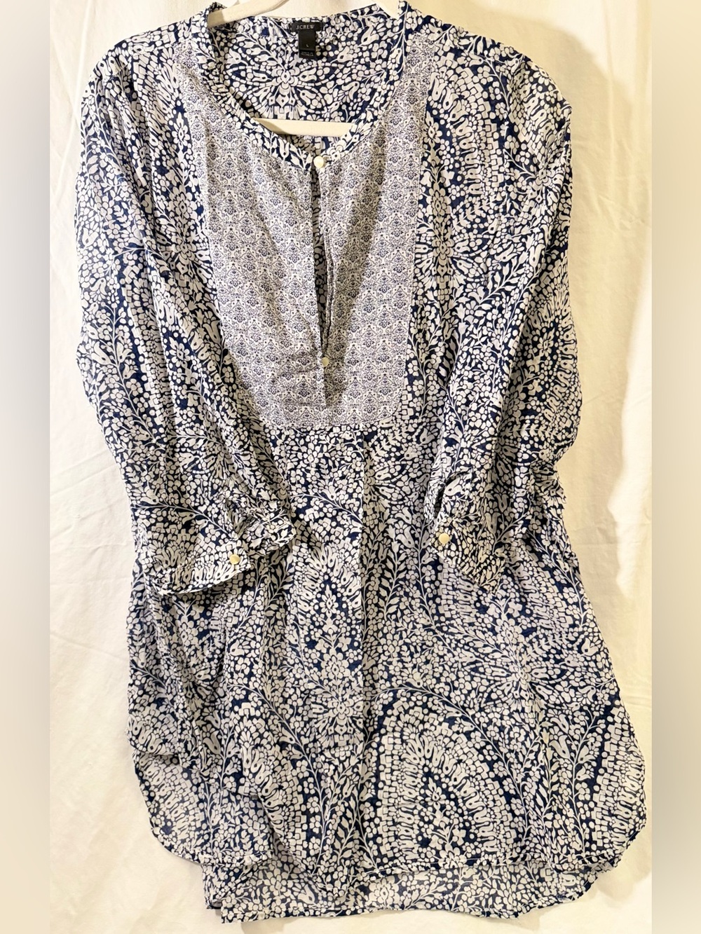 JCrew lightweight cotton blue and white tunic/shirtdress new condition size L